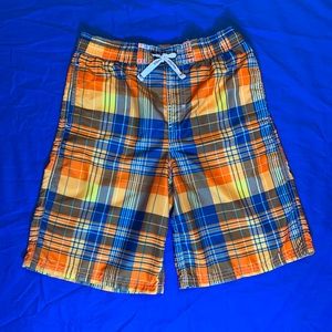 NAUTICA Orange, Blue & Yellow Plaid Swimsuit, Size L (14/16)